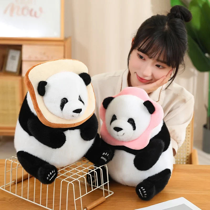 Kawaii Chunky Panda Plushie Crew-Enchanted peach