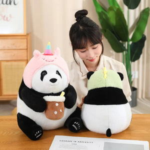 Kawaii Chunky Panda Plushie Crew-Enchanted peach