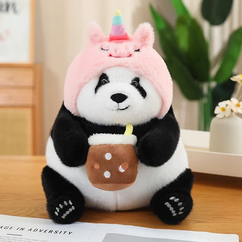 Kawaii Chunky Panda Plushie Crew-Enchanted peach