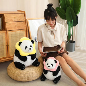 Kawaii Chunky Panda Plushie Crew-Enchanted peach