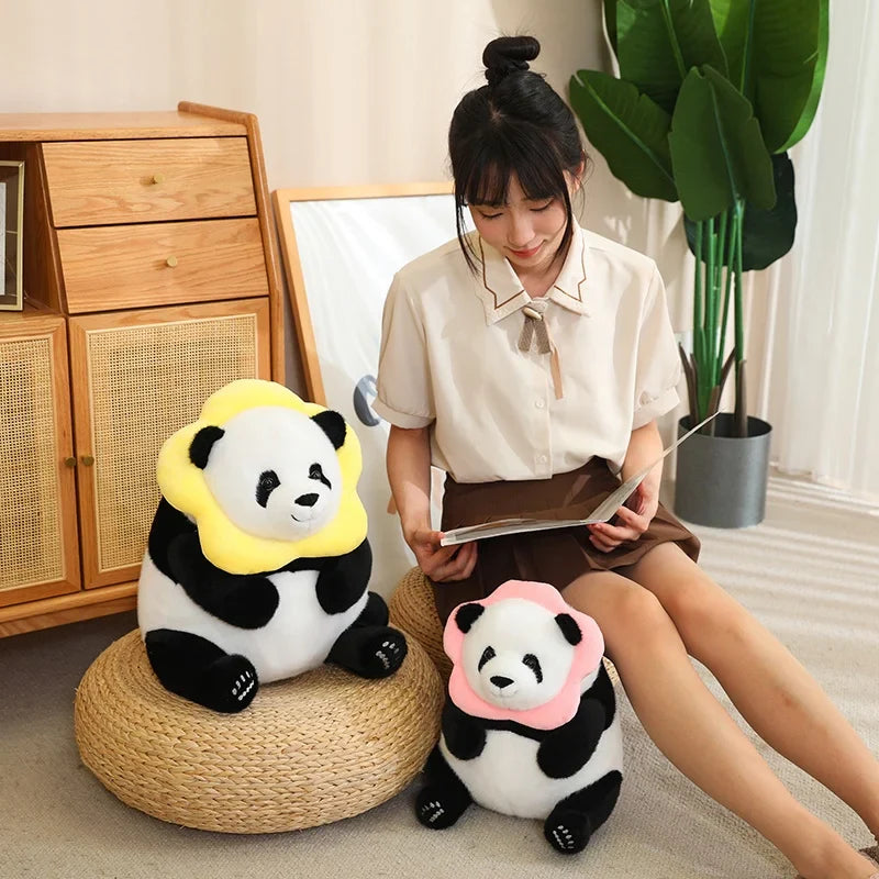 Kawaii Chunky Panda Plushie Crew-Enchanted peach