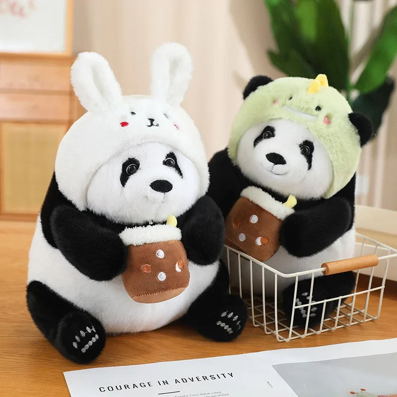 Kawaii Chunky Panda Plushie Crew-Enchanted peach