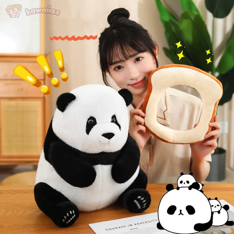 Kawaii Chunky Panda Plushie Crew-Enchanted peach