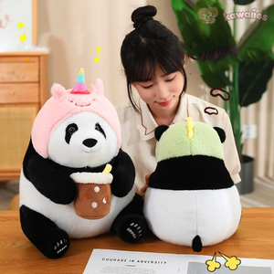 Kawaii Chunky Panda Plushie Crew-Enchanted peach