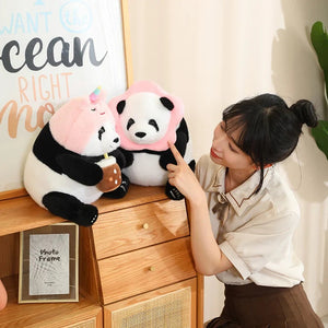 Kawaii Chunky Panda Plushie Crew-Enchanted peach