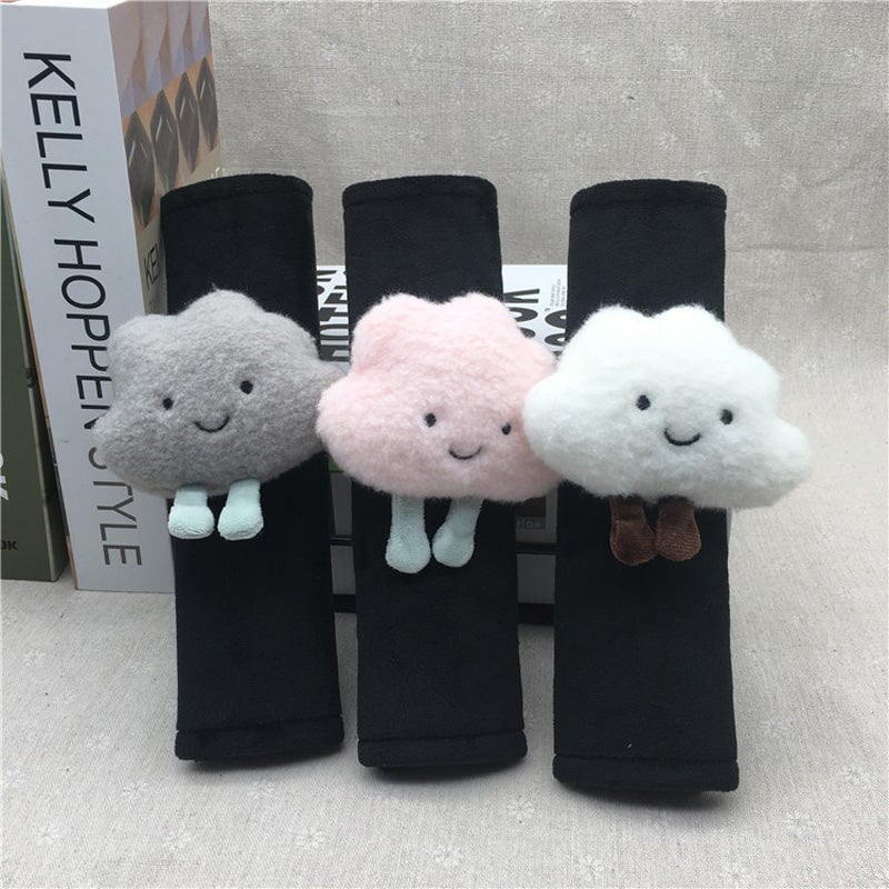 Kawaii Cloud Plush Car Seat Belt Cover Shoulder Strap Accessory-Enchanted peach