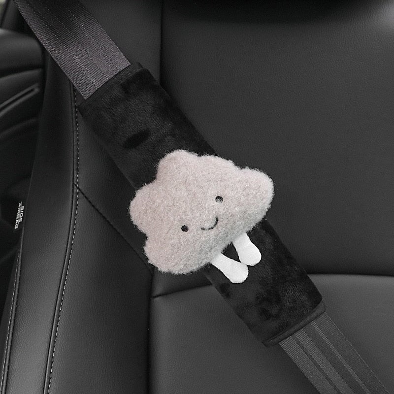 Kawaii Cloud Plush Car Seat Belt Cover Shoulder Strap Accessory-Enchanted peach