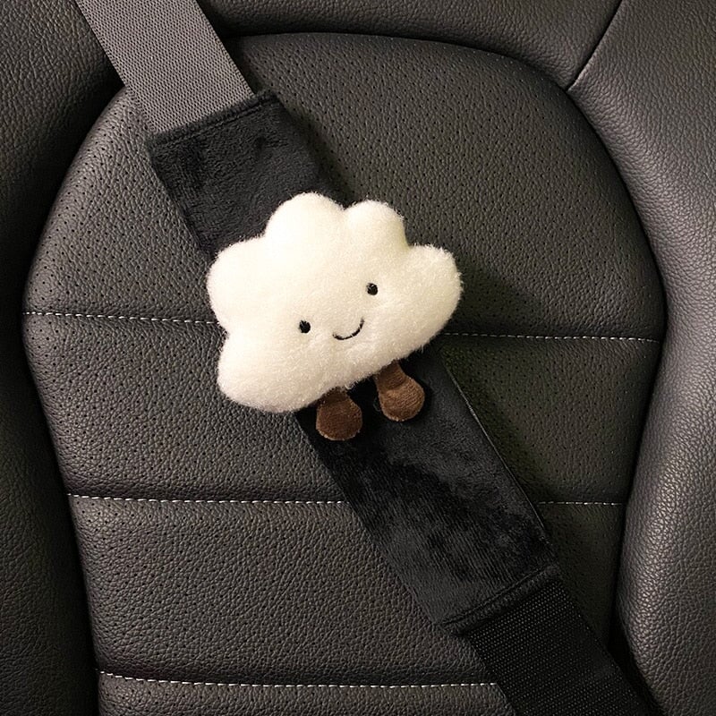 Kawaii Cloud Plush Car Seat Belt Cover Shoulder Strap Accessory-Enchanted peach