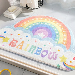 Kawaii Cloudy Rainbow Non-Slip Bath Mat-Enchanted peach