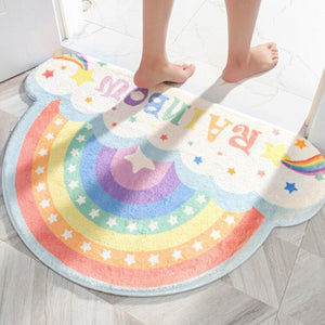 Kawaii Cloudy Rainbow Non-Slip Bath Mat-Enchanted peach