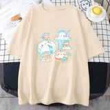 Kawaii Cloudy Snacking Brown Bear Unisex Tee-Enchanted peach