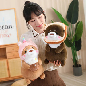 Kawaii Dress-up Otter Plush-Enchanted peach