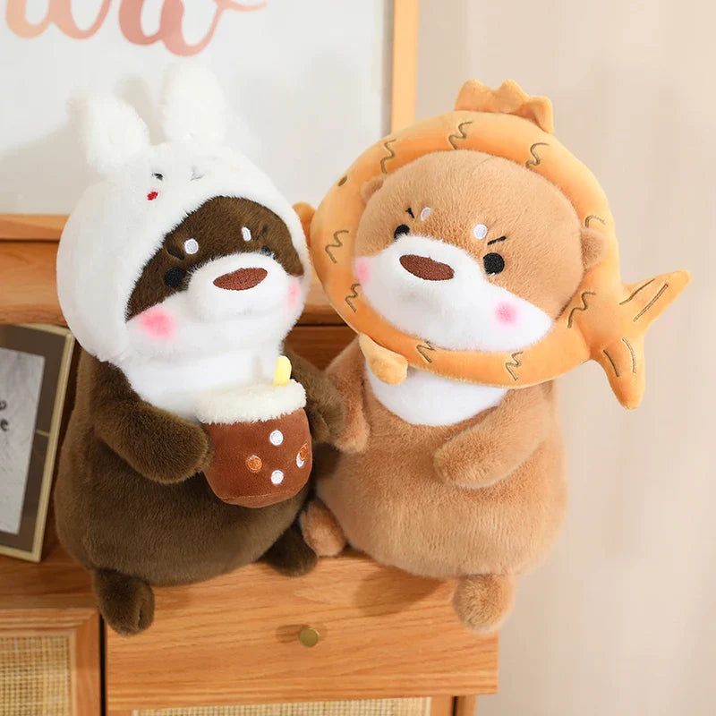 Kawaii Dress-up Otter Plush-Enchanted peach