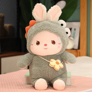 Kawaii Dressed Fluffy Bunny Plushie-Enchanted peach