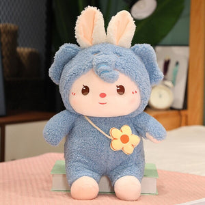 Kawaii Dressed Fluffy Bunny Plushie-Enchanted peach