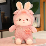 Kawaii Dressed Fluffy Bunny Plushie-Enchanted peach