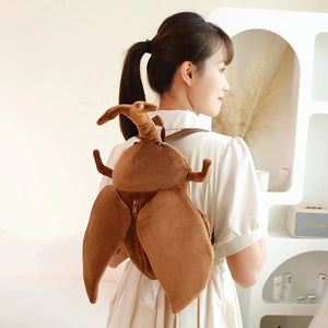 Kawaii Dung Beetles Plush Backpacks-Enchanted peach