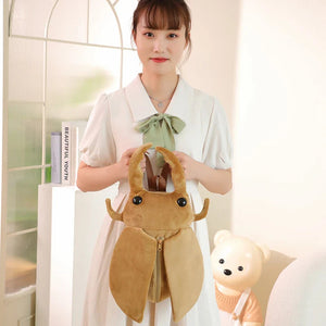 Kawaii Dung Beetles Plush Backpacks-Enchanted peach