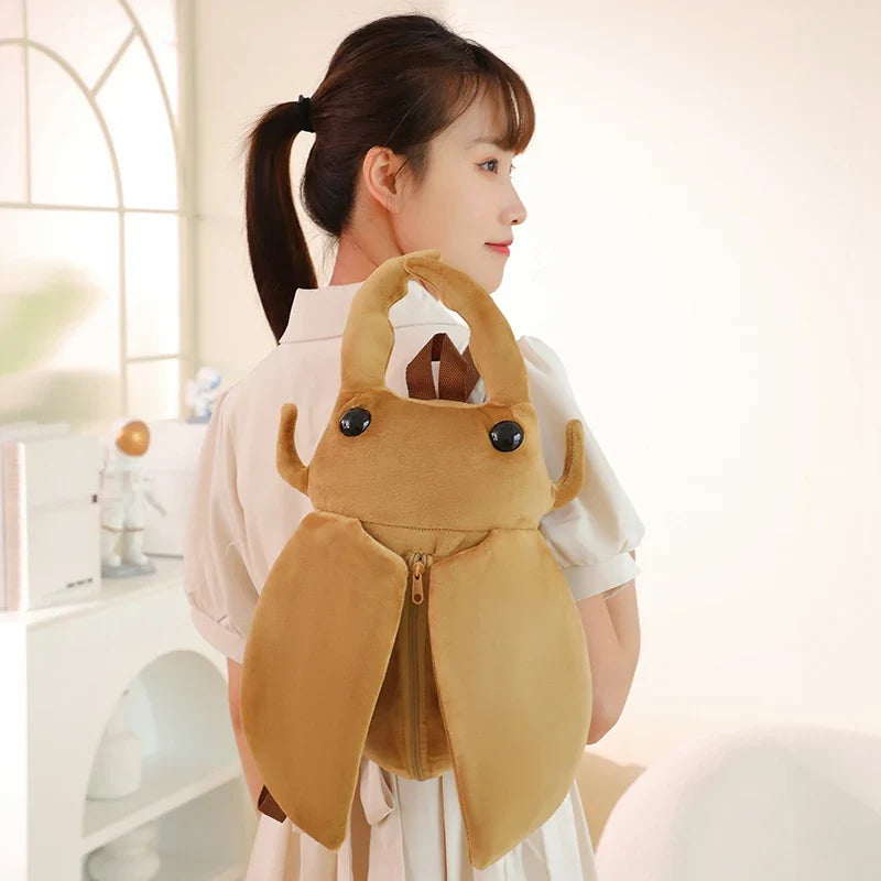 Kawaii Dung Beetles Plush Backpacks-Enchanted peach