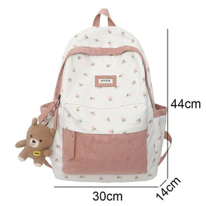 Kawaii Floral Two-tone Backpack-Enchanted peach