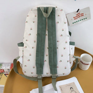 Kawaii Floral Two-tone Backpack-Enchanted peach