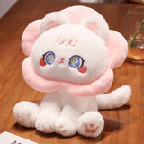 Kawaii Flower Black White Cat Plushies-Enchanted peach