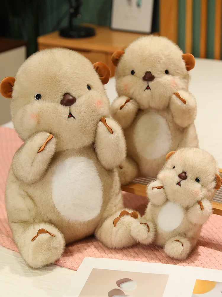 Kawaii Fluffy Blushing Otter Plushie-Enchanted peach