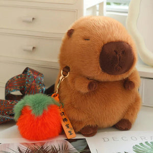 Kawaii Fluffy Capybara Plushies with Strap-Enchanted peach