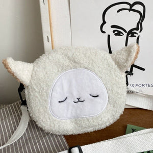 Kawaii Fluffy Cat Sheep Dog Shoulder Bag-Enchanted peach