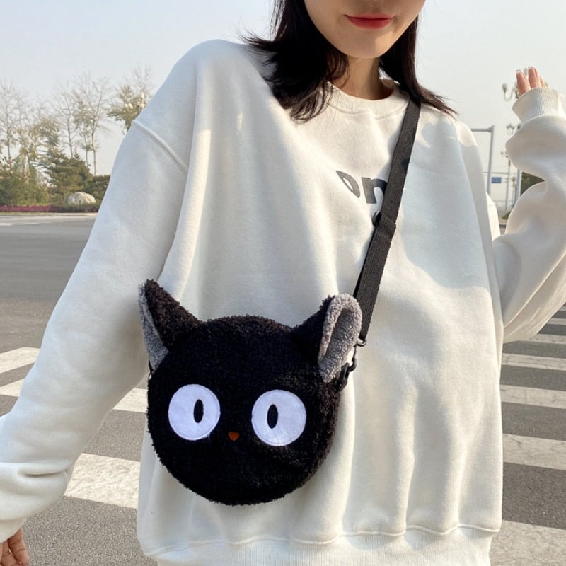 Kawaii Fluffy Cat Sheep Dog Shoulder Bag-Enchanted peach