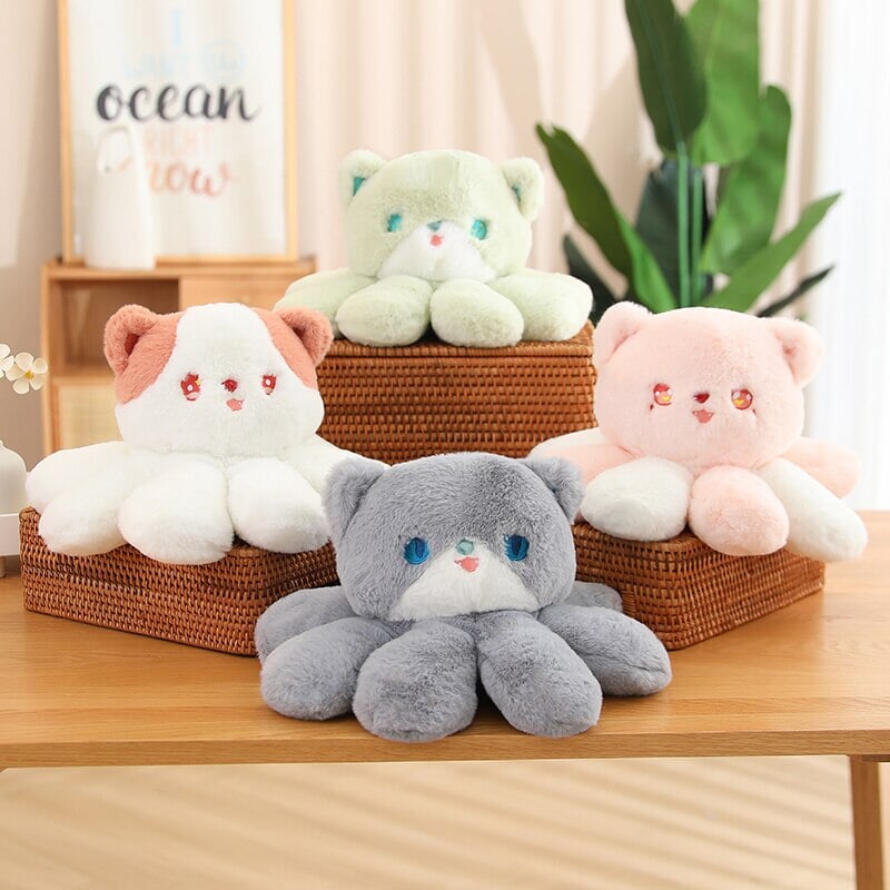 Kawaii Fluffy Cat-topus Plushies-Enchanted peach