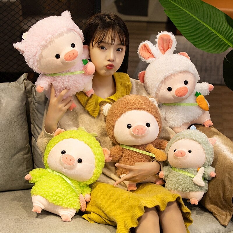 Kawaii Fluffy Cosplay Piggy Plushies-Enchanted peach