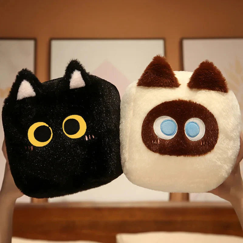 Kawaii Fluffy Cube Cat Plushie Collection-Enchanted peach