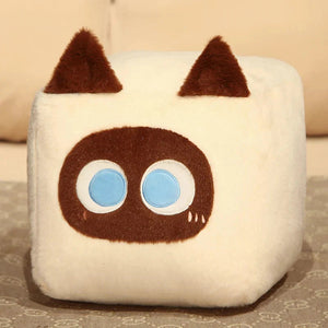 Kawaii Fluffy Cube Cat Plushie Collection-Enchanted peach