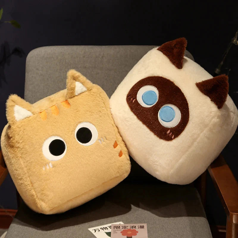 Kawaii Fluffy Cube Cat Plushie Collection-Enchanted peach