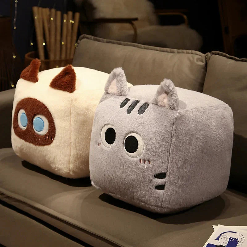 Kawaii Fluffy Cube Cat Plushie Collection-Enchanted peach