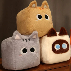 Kawaii Fluffy Cube Cat Plushie Collection-Enchanted peach