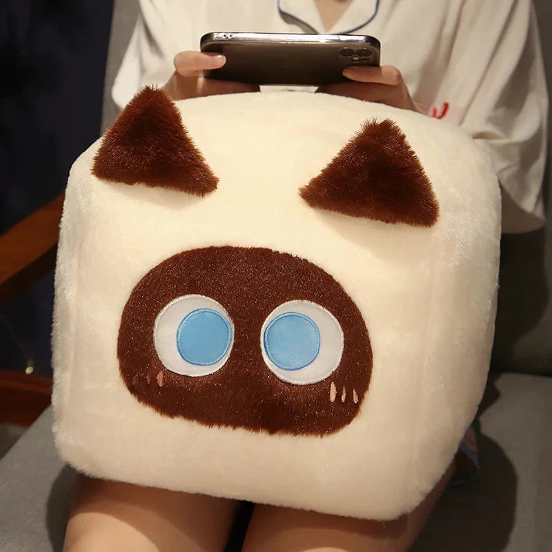 Kawaii Fluffy Cube Cat Plushie Collection-Enchanted peach