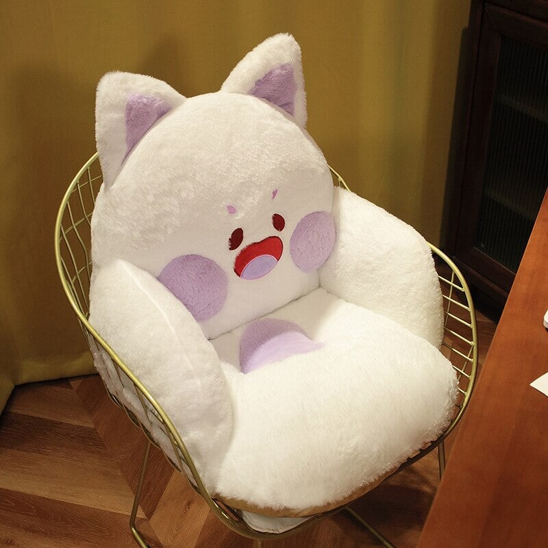 Kawaii Fluffy Fox Chair-shaped Cushions-Enchanted peach