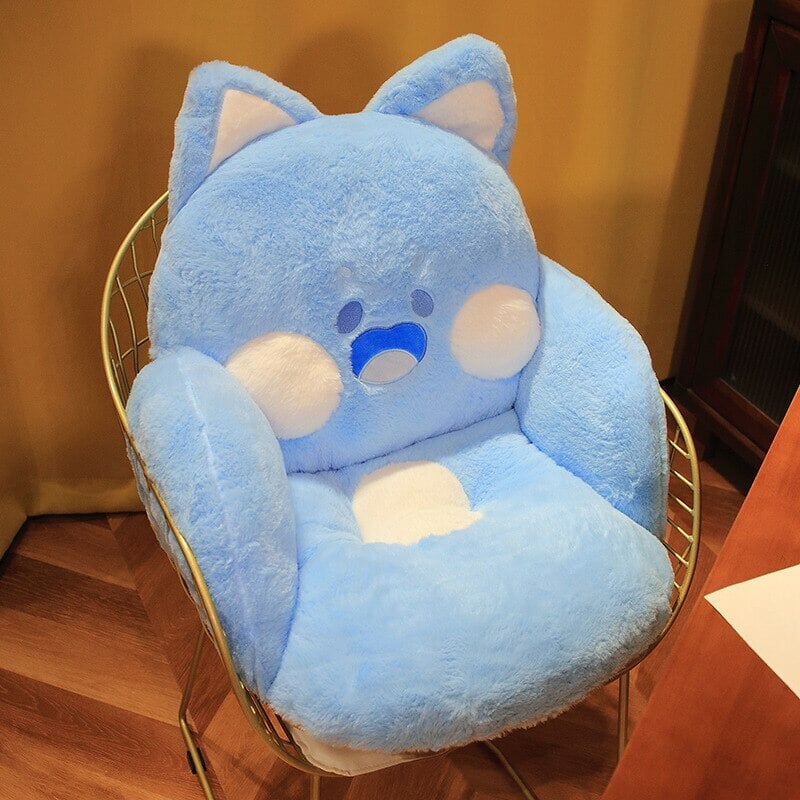 Kawaii Fluffy Fox Chair-shaped Cushions-Enchanted peach