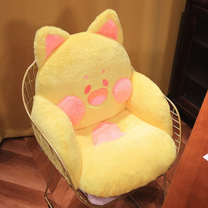 Kawaii Fluffy Fox Chair-shaped Cushions-Enchanted peach