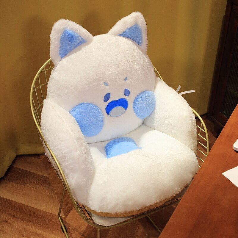 Kawaii Fluffy Fox Chair-shaped Cushions-Enchanted peach