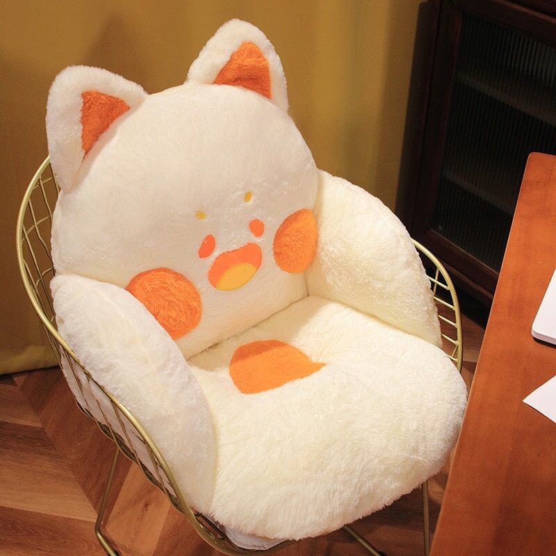 Kawaii Fluffy Fox Chair-shaped Cushions-Enchanted peach