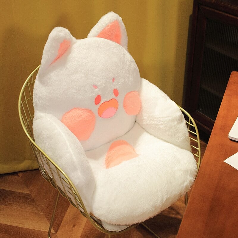 Kawaii Fluffy Fox Chair-shaped Cushions-Enchanted peach