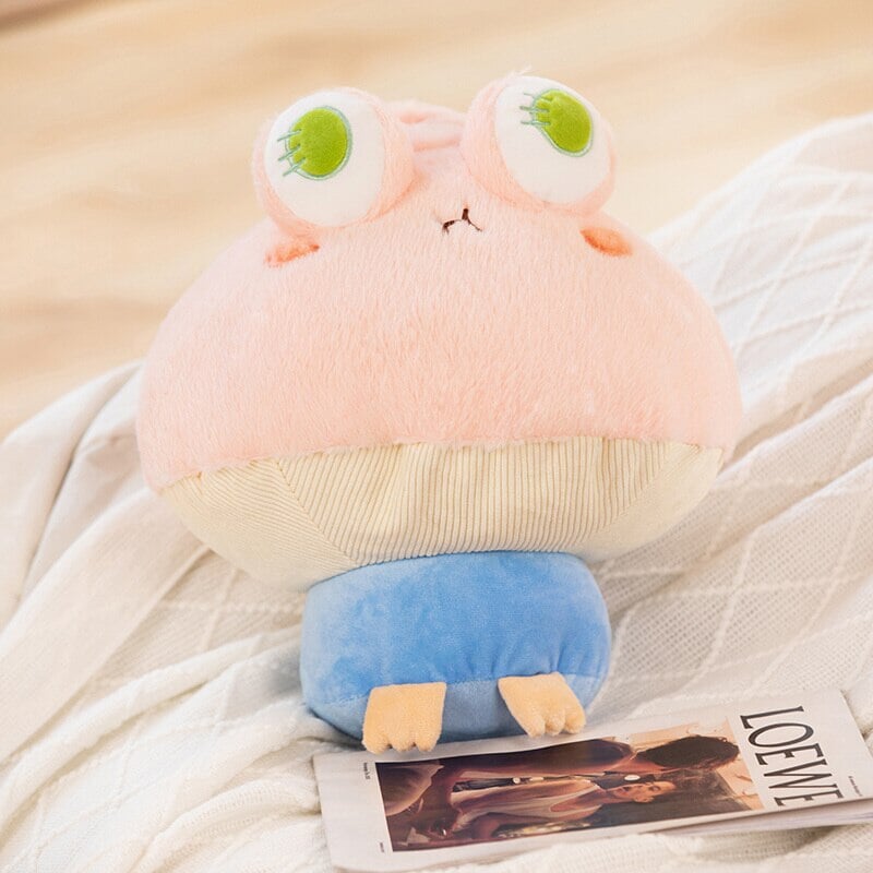 Kawaii Fluffy Mushroom Frog Family Plushies-Enchanted peach