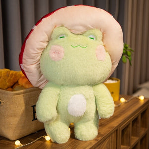 Kawaii Fluffy Mushroom Frog Family Plushies-Enchanted peach