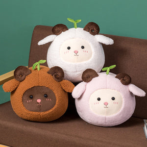 Kawaii Fluffy Sheep Goat Ram Plushie-Enchanted peach