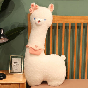 Kawaii Fluffy White Pancake Alpaca Plushie-Enchanted peach