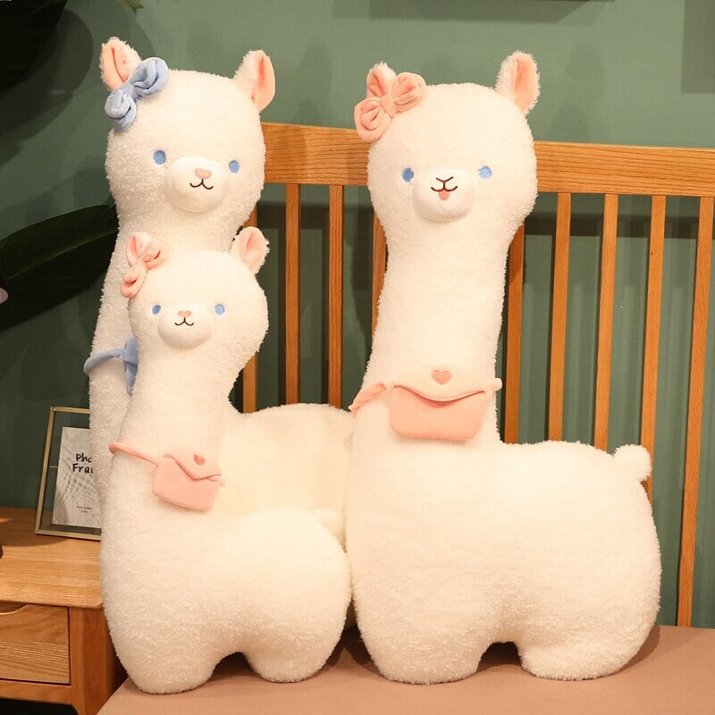 Kawaii Fluffy White Pancake Alpaca Plushie-Enchanted peach