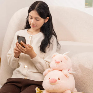 Kawaii Flying Angel Pig Plush-Enchanted peach